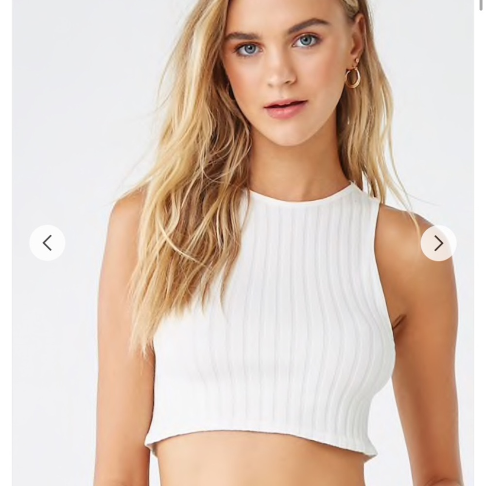 Forever21 Seamless Knit Crop Tank Top White